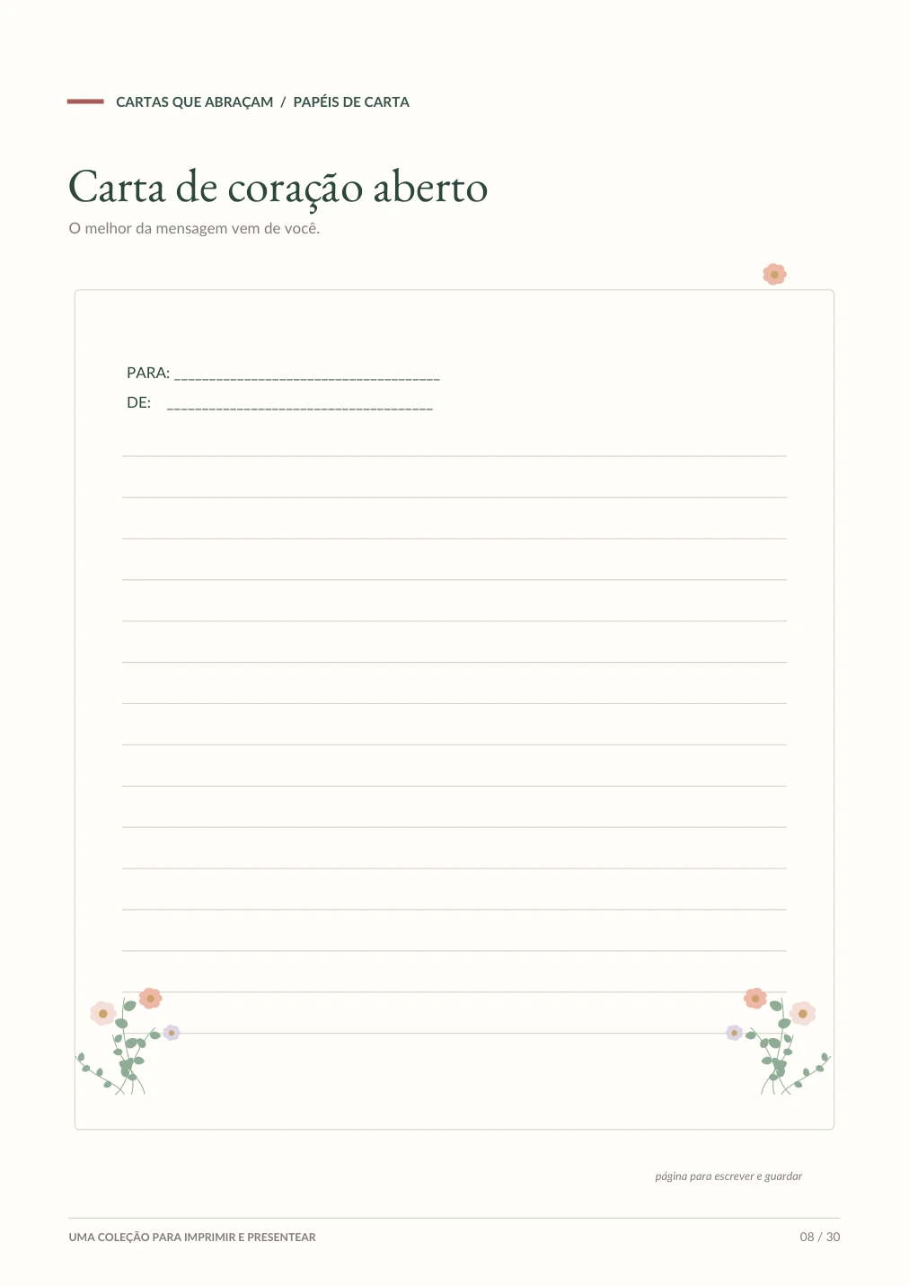 Papel de carta Coração aberto