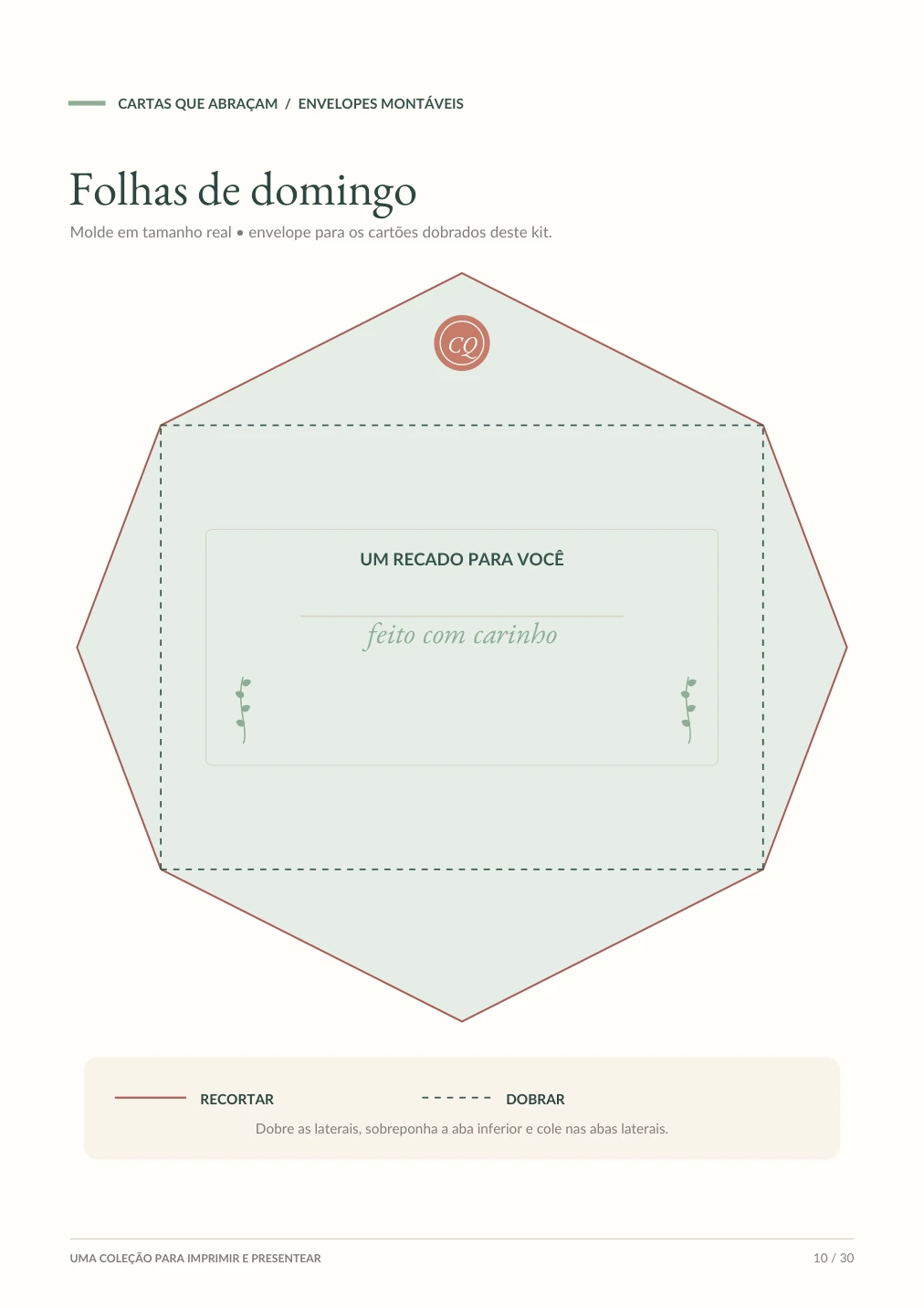 Molde do envelope Folhas de Domingo
