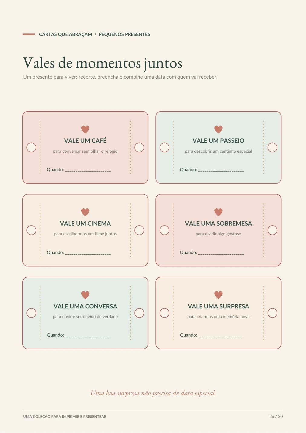 Vales para momentos juntos